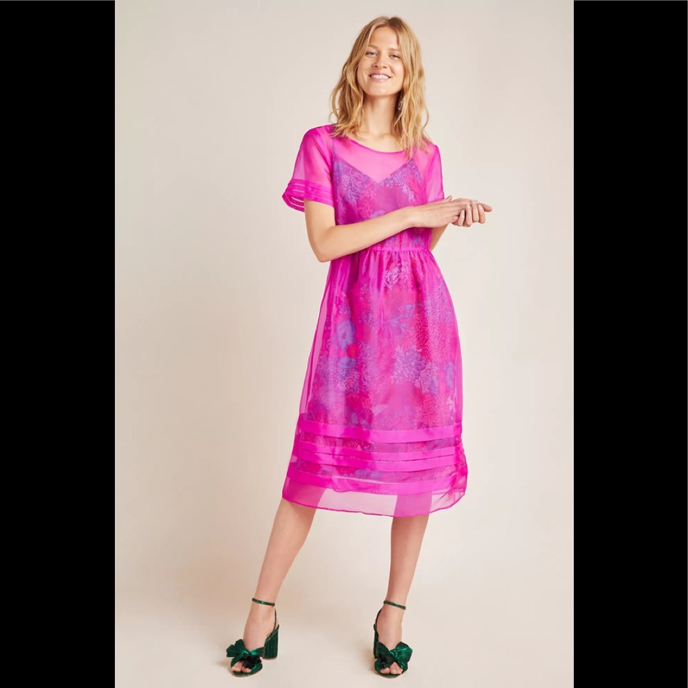Anthropologie Pink and Purple Mini Dress